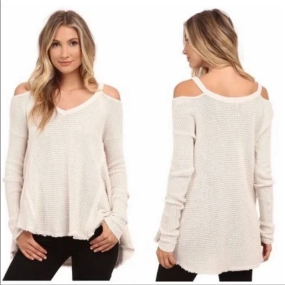 FREE People Small moonshine cold shoulder sweater top - Picture 4 of 8